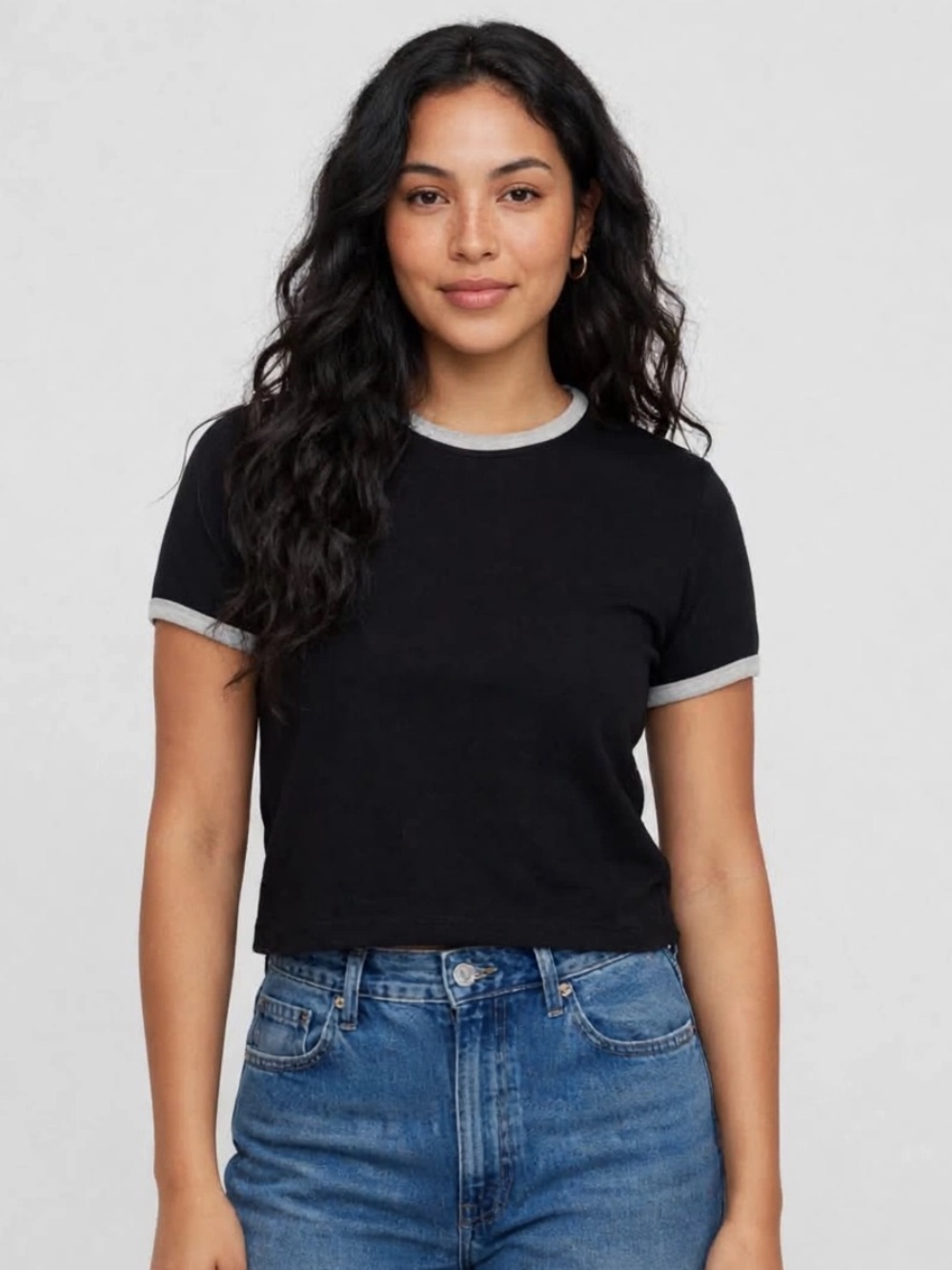 G:21 Short Sleeve Contrast Trim Tee in Black Size Large